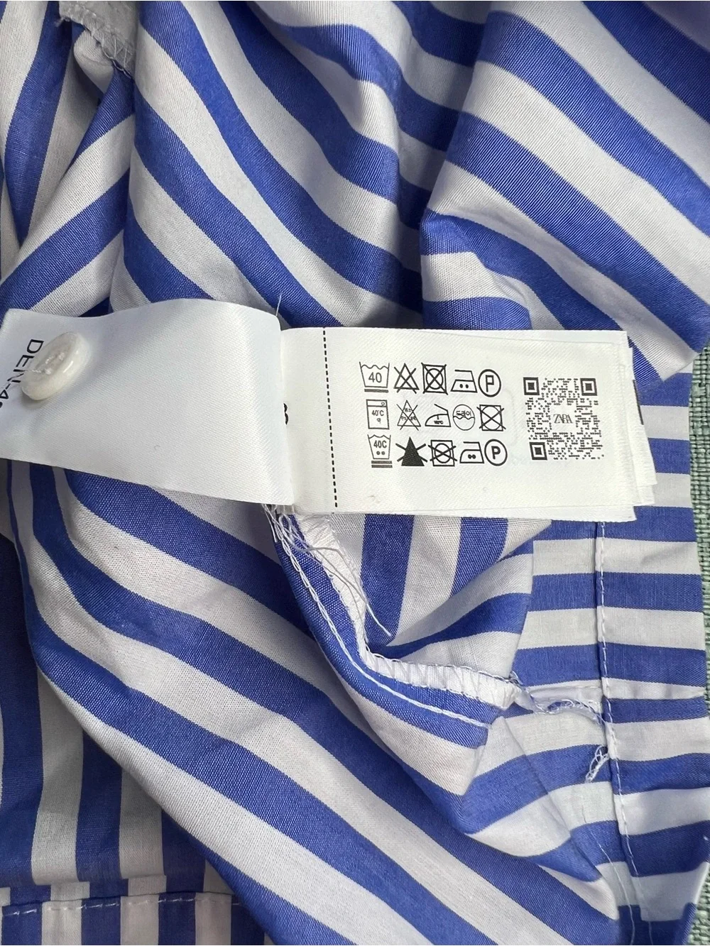 Zara Poplin Balloon Sleeve Shirt Blue and White Stripes XS NWT